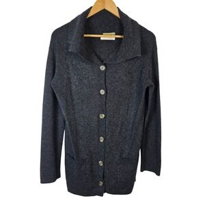Velvet by Graham & Spenser Cashmere Cardigan Sweater Women's Gray Button Front M